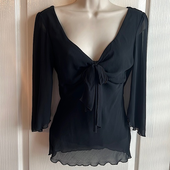 H&M Tops - H&M Black Blouse with Lining & Bow at Bust